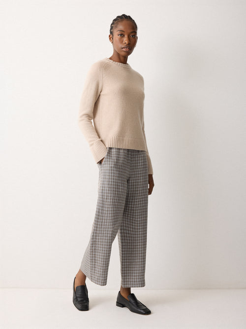 Mara Linen Checked Trouser | Grey