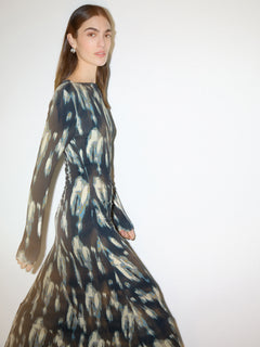 Ikat Ruched Jersey Dress | Blue