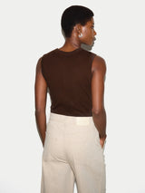 Ribbed Henley Vest | Brown