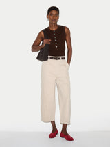 Ribbed Henley Vest | Brown
