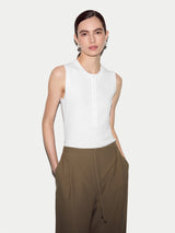 Ribbed Henley Vest | White