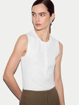 Ribbed Henley Vest | White