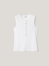 Ribbed Henley Vest | White