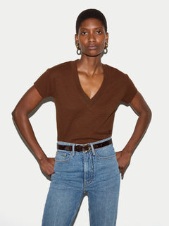 Cotton Luxe V Neck Baby T-shirt | Brown