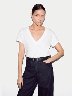Cotton Luxe V Neck Baby T-shirt | White