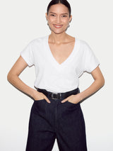 Cotton Luxe V Neck Baby T-shirt | White