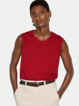 Cotton Scoop Slub Tank | Red
