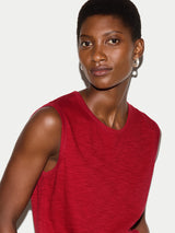 Cotton Scoop Slub Tank | Red