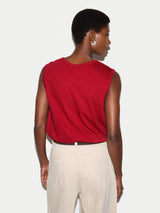 Cotton Scoop Slub Tank | Red