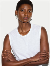 Cotton Scoop Slub Tank | White