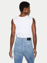 Cotton Scoop Slub Tank | White