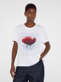 Watercolour Rose Print T-shirt | Red