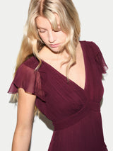 Frill Plisse Maxi Dress | Red
