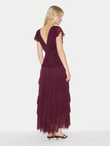 Frill Plisse Maxi Dress | Red