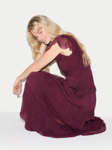 Frill Plisse Maxi Dress | Red
