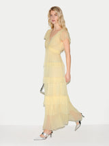 Frill Plisse Maxi Dress | Yellow