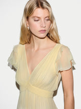 Frill Plisse Maxi Dress | Yellow