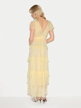 Frill Plisse Maxi Dress | Yellow