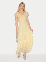 Frill Plisse Maxi Dress | Yellow