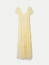 Frill Plisse Maxi Dress | Yellow
