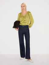 Recycled Satin Frill Top | Green