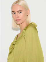 Recycled Satin Frill Top | Green