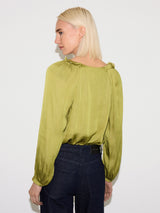 Recycled Satin Frill Top | Green