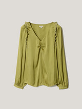 Recycled Satin Frill Top | Green