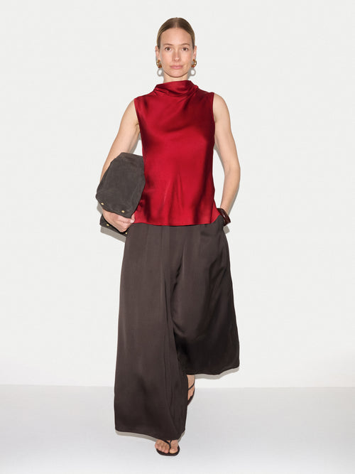Sleeveless Cowl Neck Top | Red