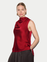 Sleeveless Cowl Neck Top | Red