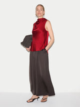 Sleeveless Cowl Neck Top | Red