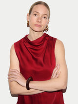 Sleeveless Cowl Neck Top | Red