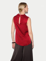 Sleeveless Cowl Neck Top | Red