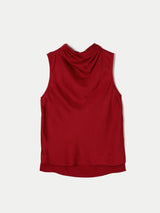 Sleeveless Cowl Neck Top | Red