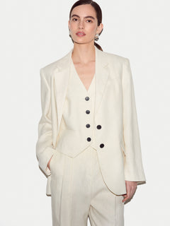 Linen Notch Lapel Blazer | Cream
