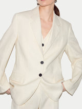 Linen Notch Lapel Blazer | Cream