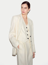 Linen Notch Lapel Blazer | Cream