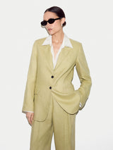 Linen Notch Lapel Blazer | Green