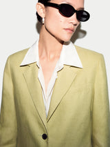 Linen Notch Lapel Blazer | Green