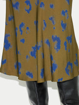 Ink Cloud Satin Bias Skirt | Khaki