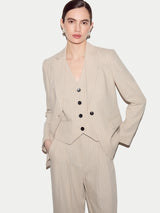 Duke Linen Cotton Stripe Blazer | Beige