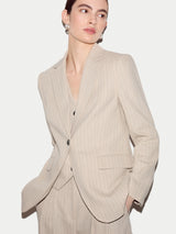 Duke Linen Cotton Stripe Blazer | Beige