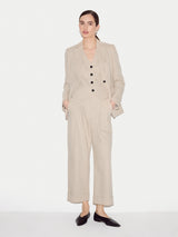 Duke Linen Cotton Stripe Blazer | Beige