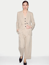Duke Linen Cotton Stripe Blazer | Beige
