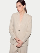 Duke Linen Cotton Stripe Blazer | Beige