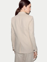 Duke Linen Cotton Stripe Blazer | Beige
