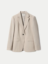 Duke Linen Cotton Stripe Blazer | Beige
