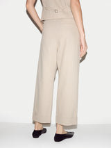 Linen Cotton Stripe Turn Up Trouser | Beige