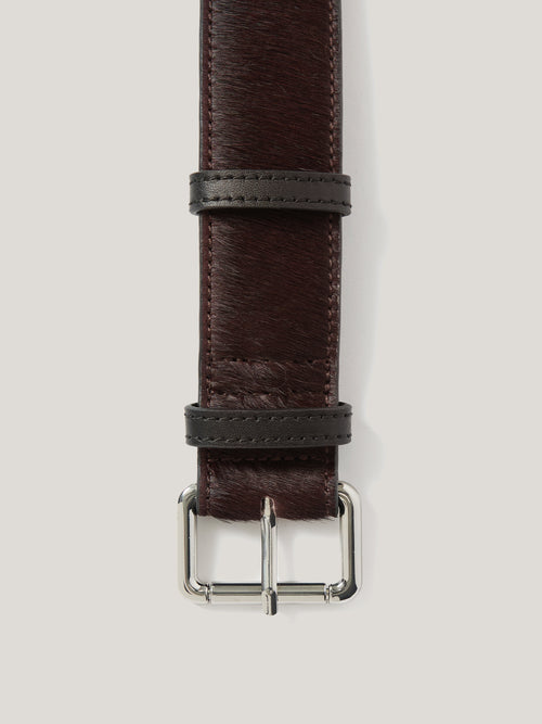 Calf Hair Leather Belt | Burgundy