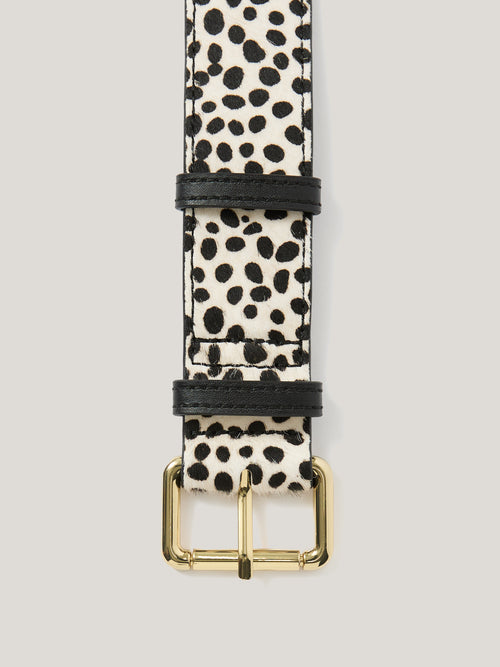 Polka Dot Calf Hair Belt | Monochrome